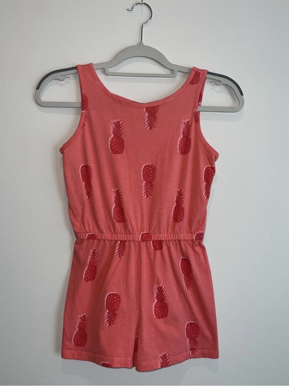 Old Navy Girls Romper Size L 10/12 Pink Coral Pineapple Print Sleeveless Summer